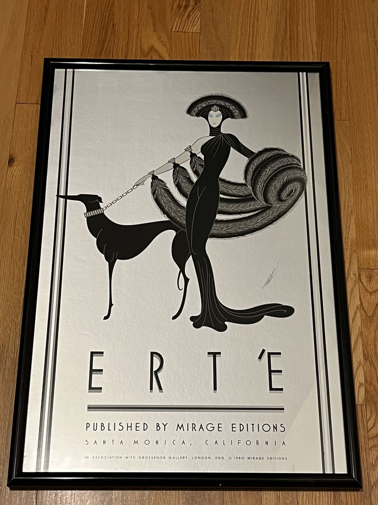 Erte "Symphony in Black" 1980 Mirage Editions Silver Foil Serigraph Framed 21x31
