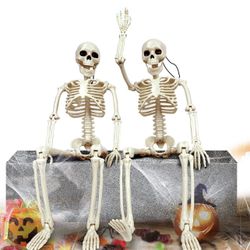 Halloween Skeleton Decorations with Posable Joints Skeletons for Halloween Party Haunted House Props Decorations, 2 Packs