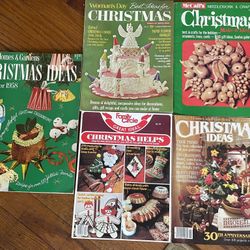 Lot of 5 Vintage 1(contact info removed) Christmas magazines, craft & cooking ideas