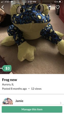 Large plush frog new