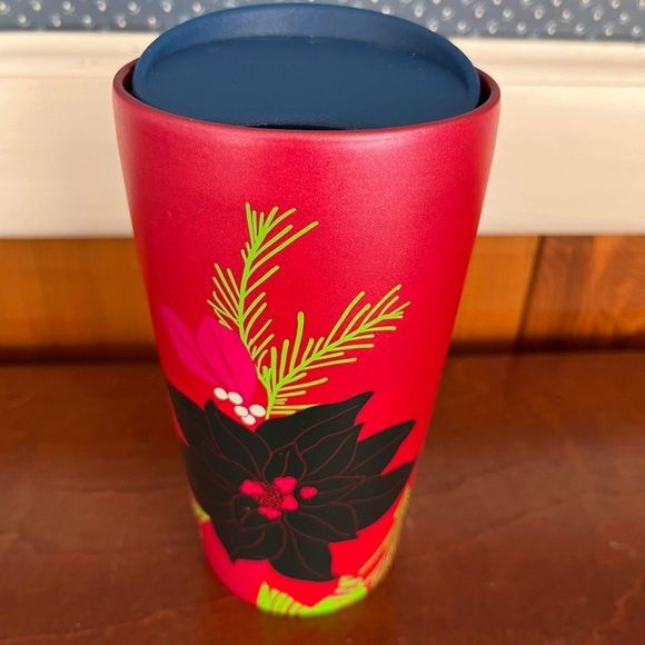 Starbucks Holly Berry Ceramic Tall Coffee Travel Mug Tumbler 12oz Christmas New