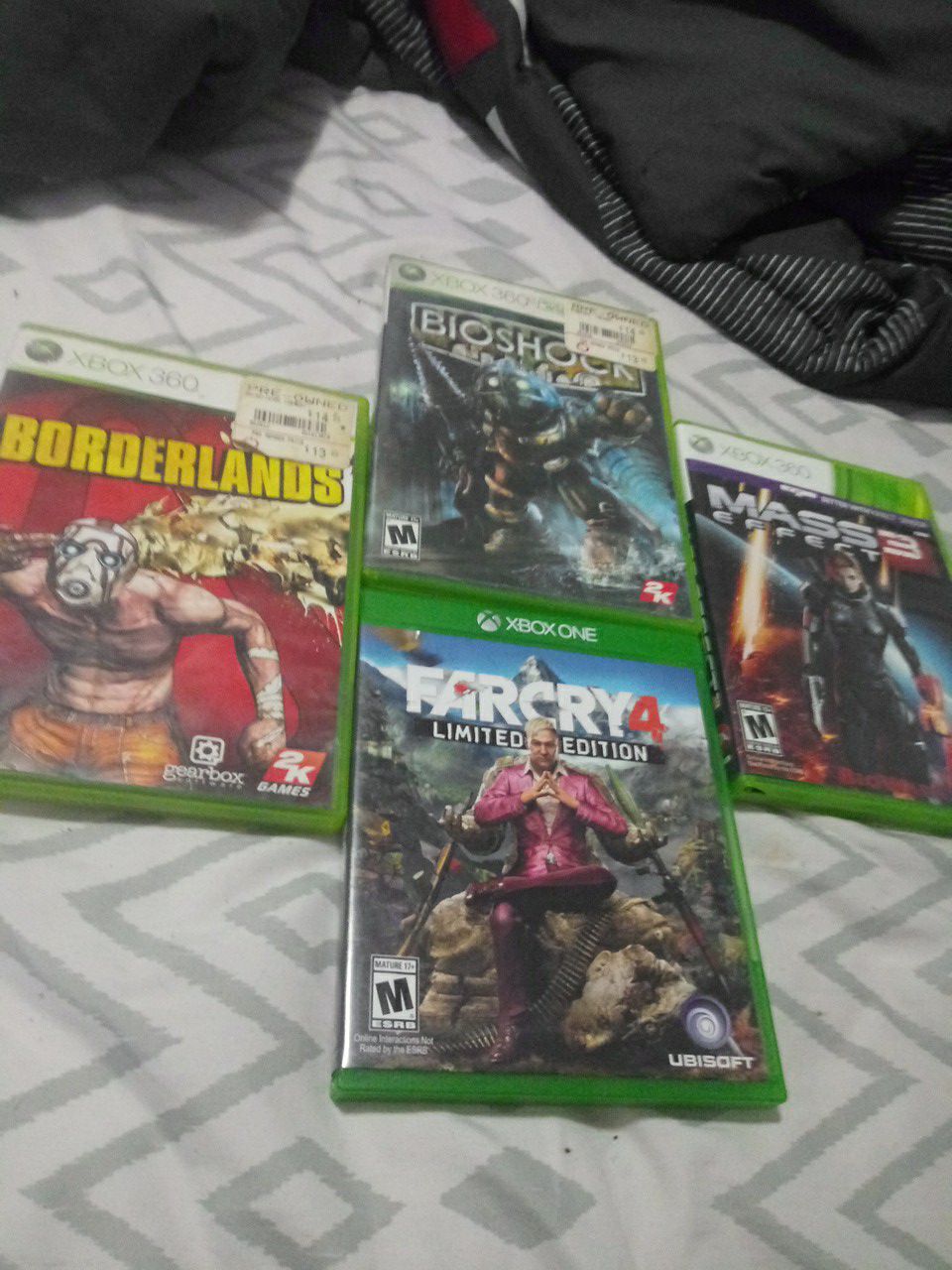 1 Xbox one game and 3 xbox 360 games