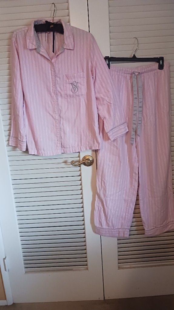 Victoria's Secret  Classic Pink Striped Pajamas