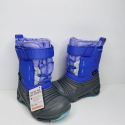 Toddler girls Merrell snow boots size 7M Gray/purple/green.  With 400G insulation  Brand new 