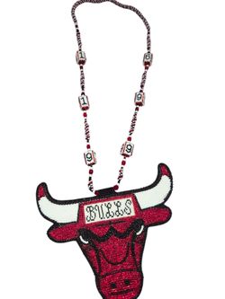 Chicago Bulls 6-Time Champion Double-Sided  Hand-Beaded Medallion Necklace 20"