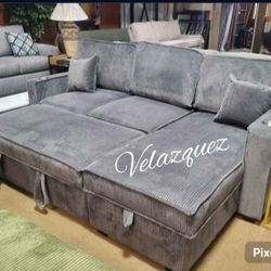 ✅️✅️Grey  Convertible Sectional W/ Cup Holder & W/ USB Port✅️✅️