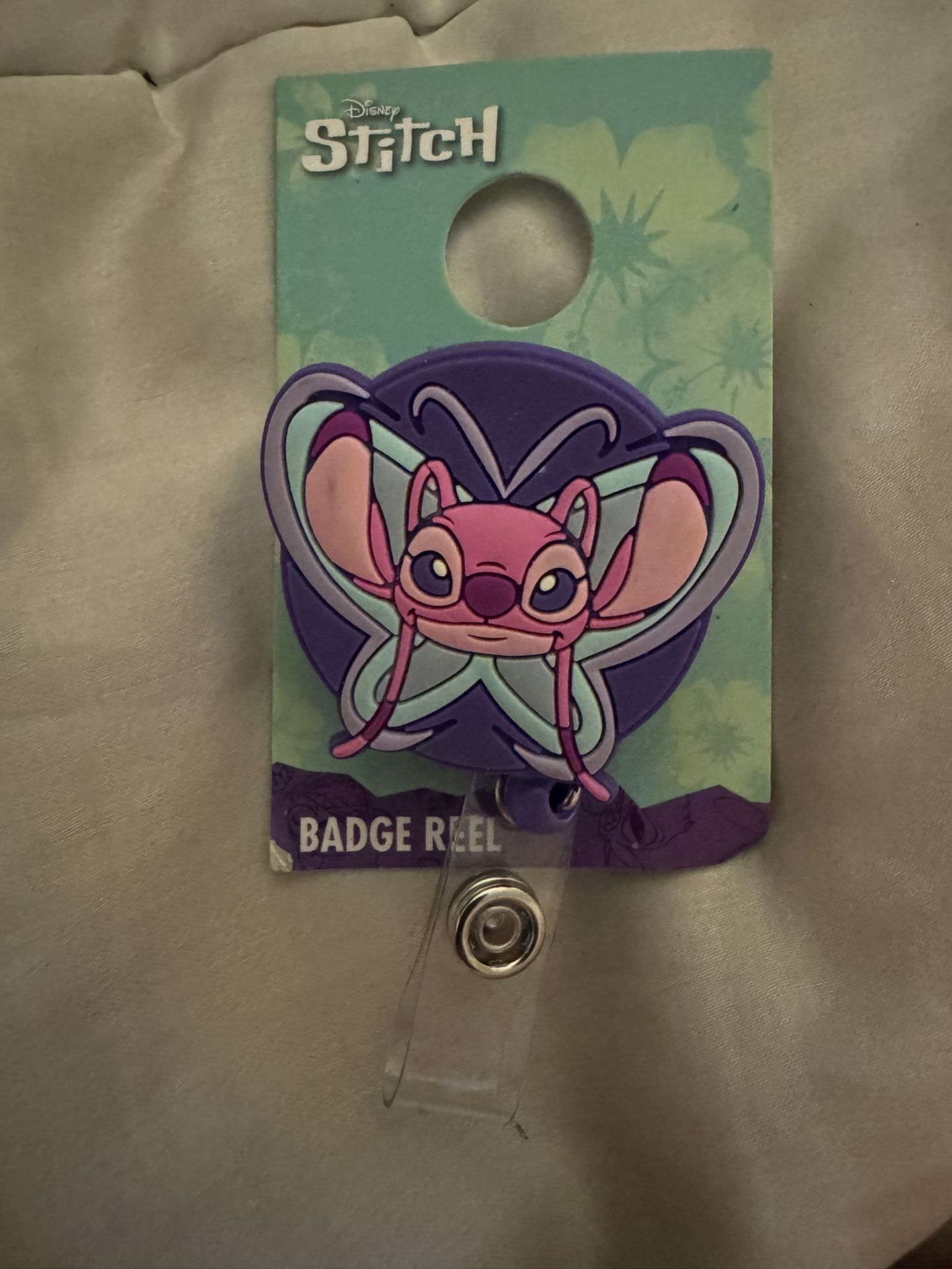 Disney Stitch Angel Badge Reel New