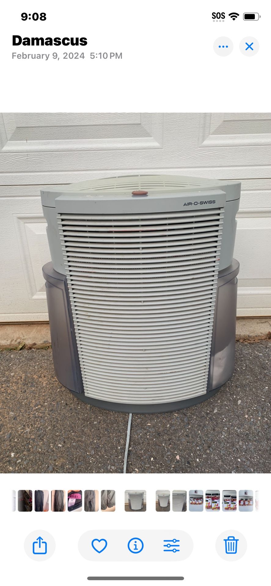Air-O-Swiss AOS2071 HEPA Air Purifier w/ Cool Mist Humidifier