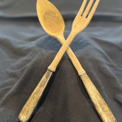 Antique Silver Handled Salad Set