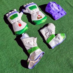 Buzz Lightyear Space Ranger Costume Gloves Toy Story Child+Booties+Hood  EUC