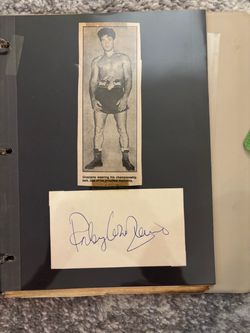 Vintage Rocky Graziano Signed Cut Autograph & Middleweight Champion News Clipping