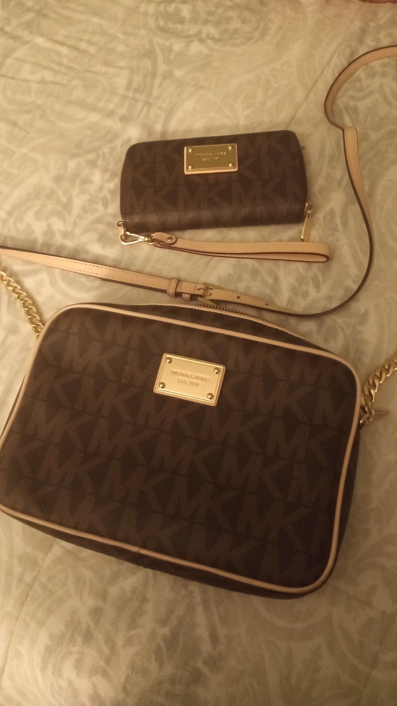 Michael kors purse and wallet brown signature