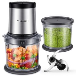TWOMEOW Food Processor 4 Cup, Electric Food Chopper, ?Small But Powerful?Meat Grinder With 2 Bowls, 2 Speed & 4 Blades For Vegetable, Meat, Nuts, Func
