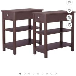 Narrow End Tables 3-Tier (2-Pack)