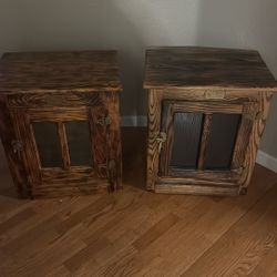 2 wooden side tables White clad