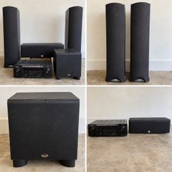 Klipsch Home Theater Speaker System + Denon Receiver & JBL Center