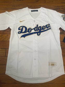White blank gold Los Angeles dodgers opening day jerse