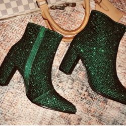 Emerald Green Booties Size 9 