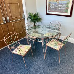 Vintage Iron Vine Patio Table with 4 Chair Set 