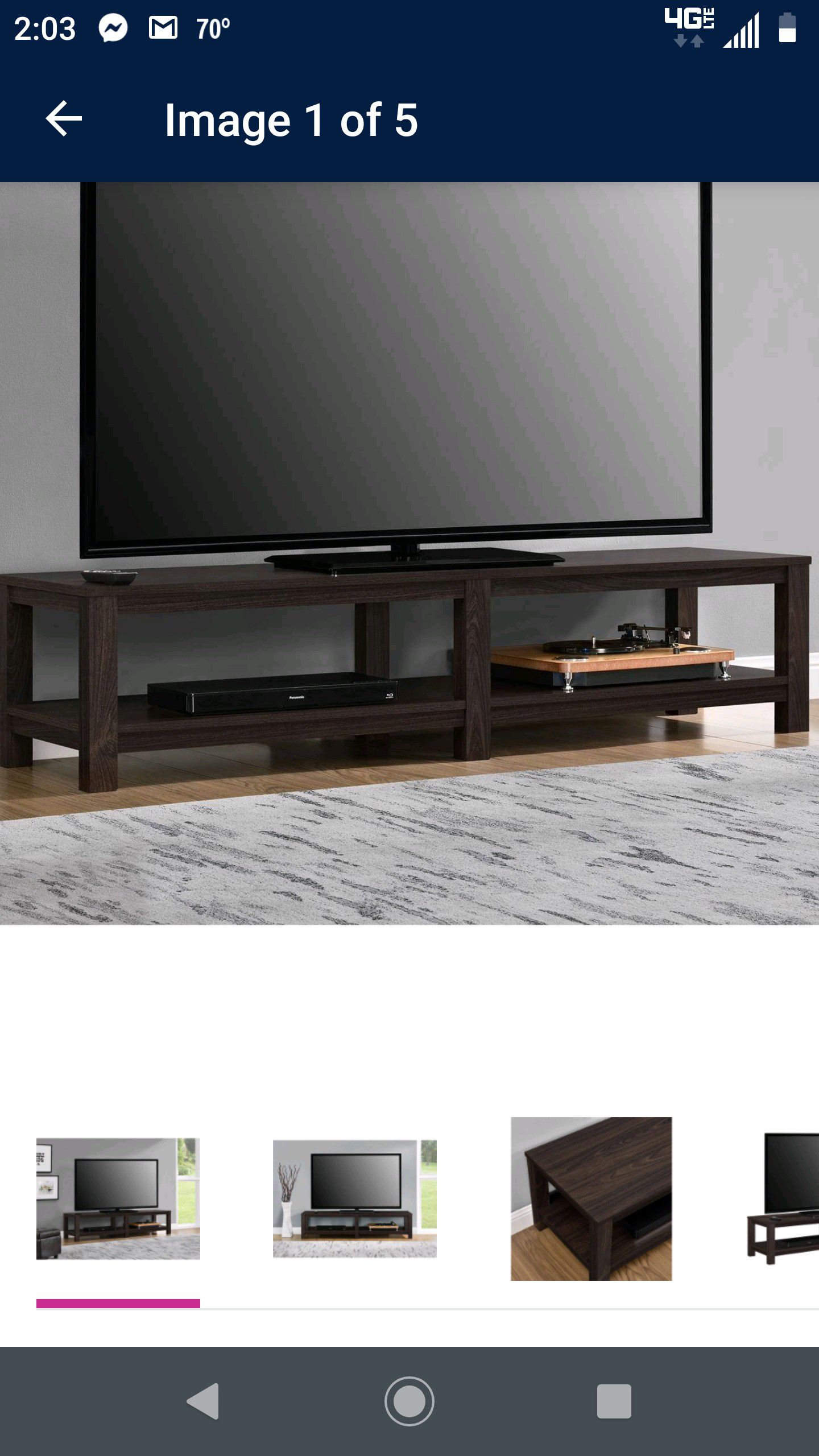 Espresso TV Stand holds up to 70 inch