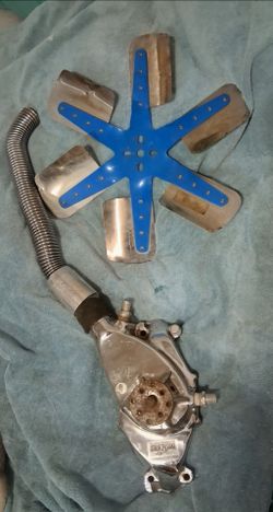 Chrome cooling fan and chrome water pump