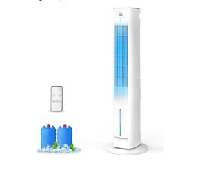 Evaporative Air Cooler, 3-in-1 Cooling Fans that Blow Cold Air With 3L Water Tank, 38'' Tower Fan for Bedroom, Office with 3 Speeds, 12H Timer, Oscill