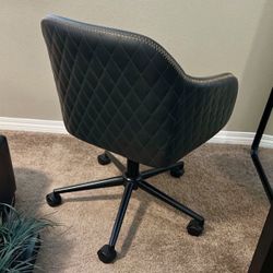 Gray Leather Office Chair Diamond Stitch