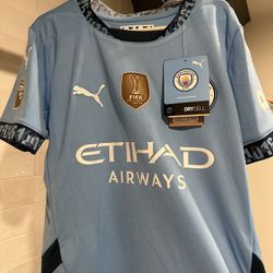 New Manchester City Home 24/25 Jersey Phil Foden Kids Size Small - FIFA & EPL Champs badges