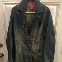 Xhilaration Blue Double-Breasted Denim Jacket