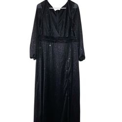 Black V Neck Long Sleeve Dress