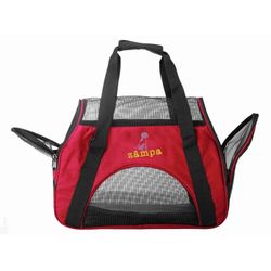 Zampa Airline Approved Soft Sided Pet Carrier, Low Profile Travel Tote Red Medium (19" x 13" x 10") (15" x 17" x 7", Red) $14.99