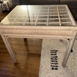 Wicker Coffee Table W/ Glass Top