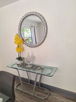 Silver Wooden Wall Mirror Decor