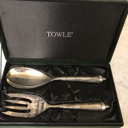 Vintage Silver Salad Serving Utensils By Towle 