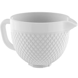 Gvode Ceramic Mixer Attachment Fit all Kitchenaid Mixer Bowl, 4.5-5Q Tilt-Head Ceramic Bowl for Kitchenaid Mixer, 5 QT Kitchenaid Bowl - White