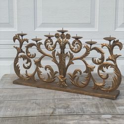 Vintage Ornate Gold Large Gilt Metal Candelabra 7-Light Candle Holder Decor 30”
