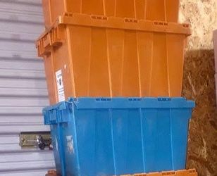 12 Gallon Heavy-Duty Flip Tote Storage Container Commercial Flip Top Tote, Industrial Plastic Storage Bins