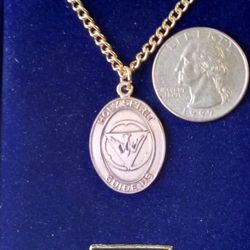 Gold Filled Holy Spirit Medal On A 24-in Gold Plated Chain. Religious Jewelry