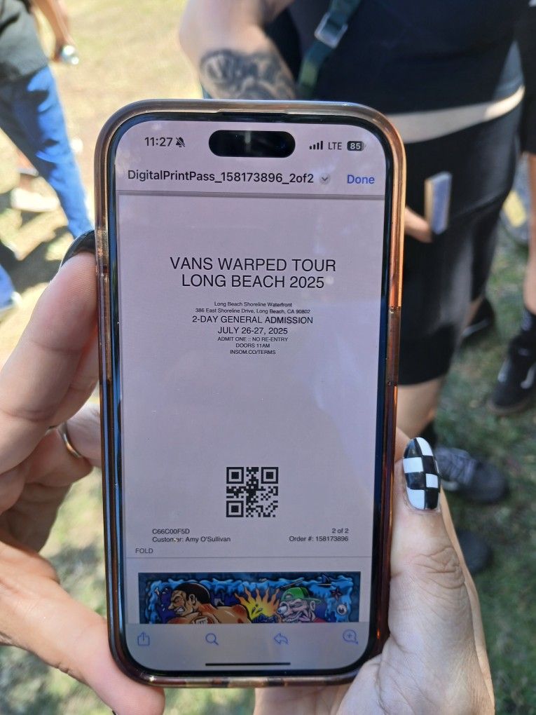Vans Warped Tour Longbeach Vip