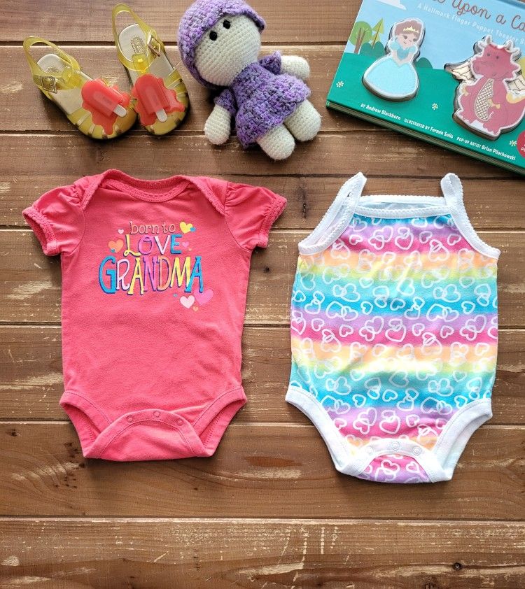 0-6MOS PAIR COLORFUL MULTICOLOR BODYSUITS