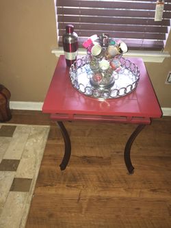 Red and black end table