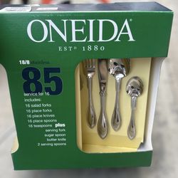 Oneida 85-Piece Flatware Set – Service for 16 – 18/8 Stainless – With Serving Pieces