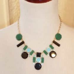 Kate Spade New York Mod Cluster Statement Collar Necklace NWT Green Multi