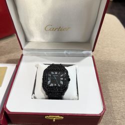 Moissanite Cartier Watch (PASSES DIAMOND TESTER)