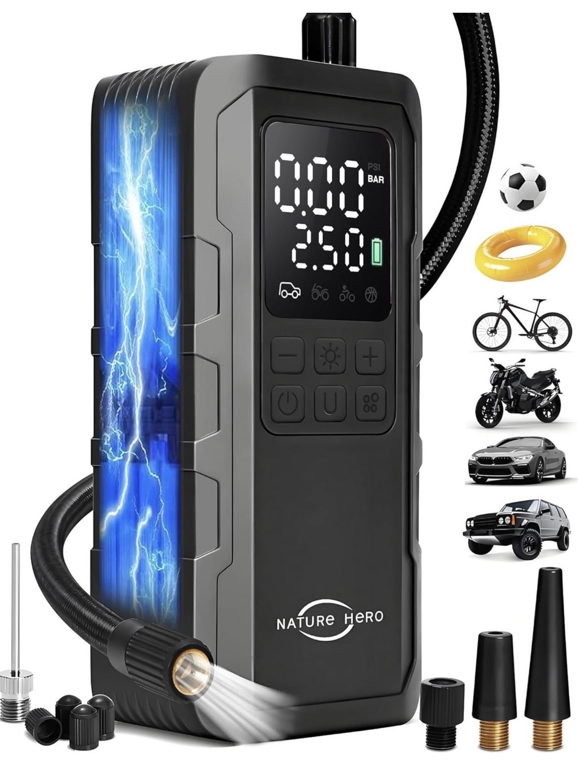 Tire Inflator Portable Air Compressor and Power Bank