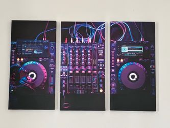 DJ Equipment Triptych Canvas Wall Art