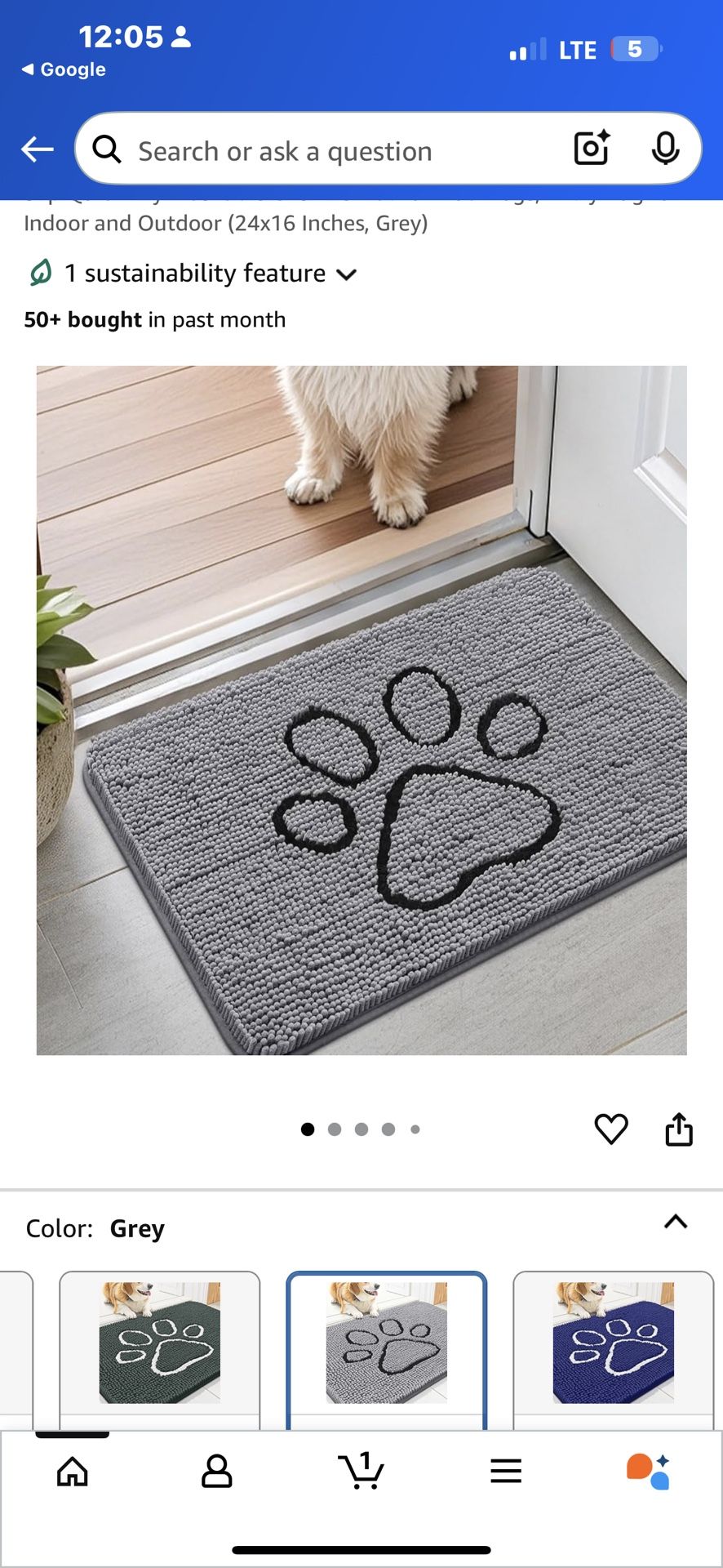 New Dog Paw Print Mat Gray