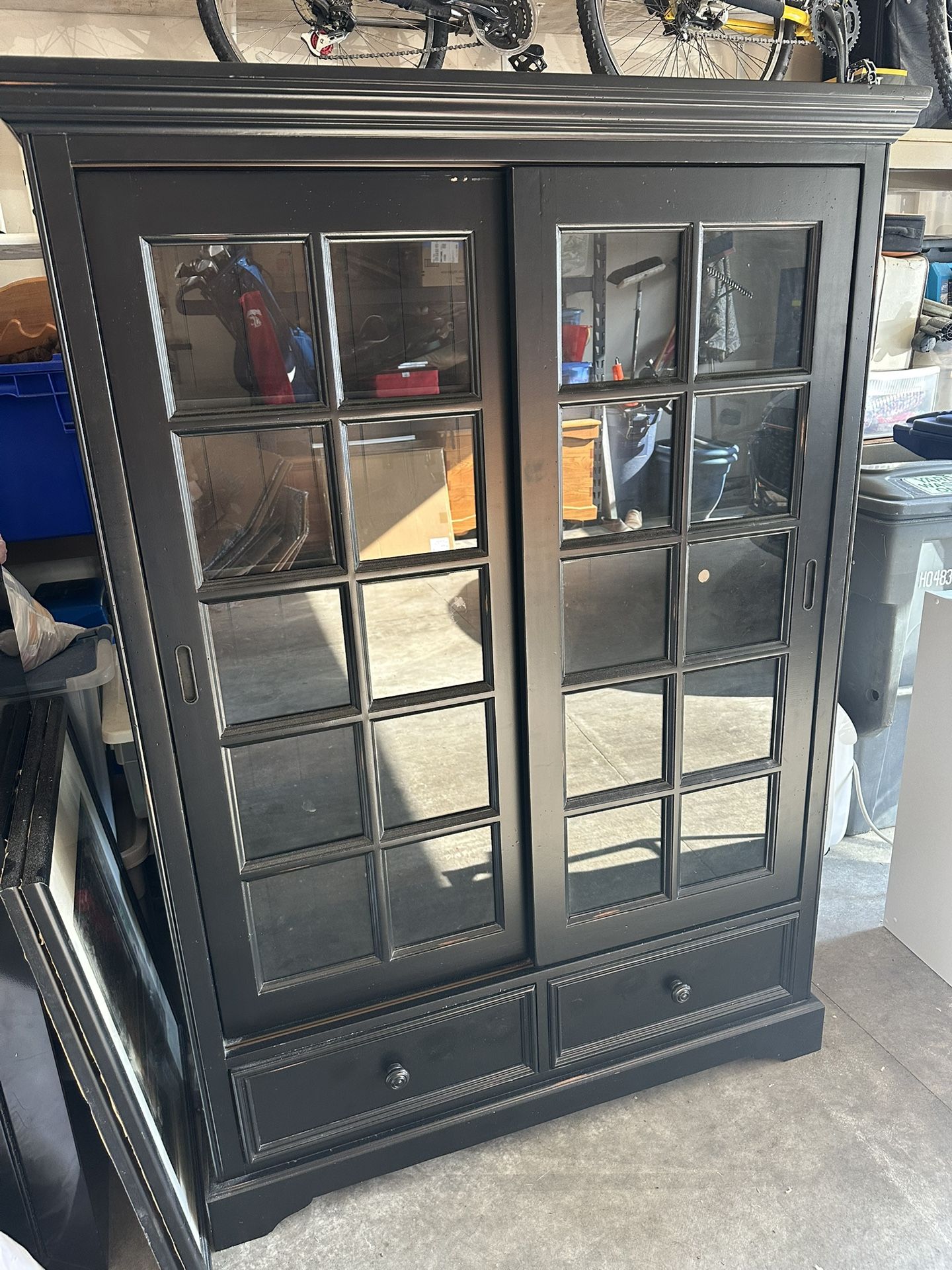 Glass Door Bookcase- Solid Wood-$150