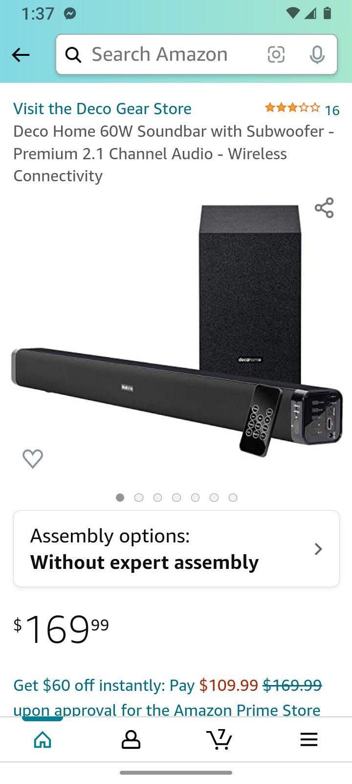 Deco Home 60W Soundbar with Subwoofer
New