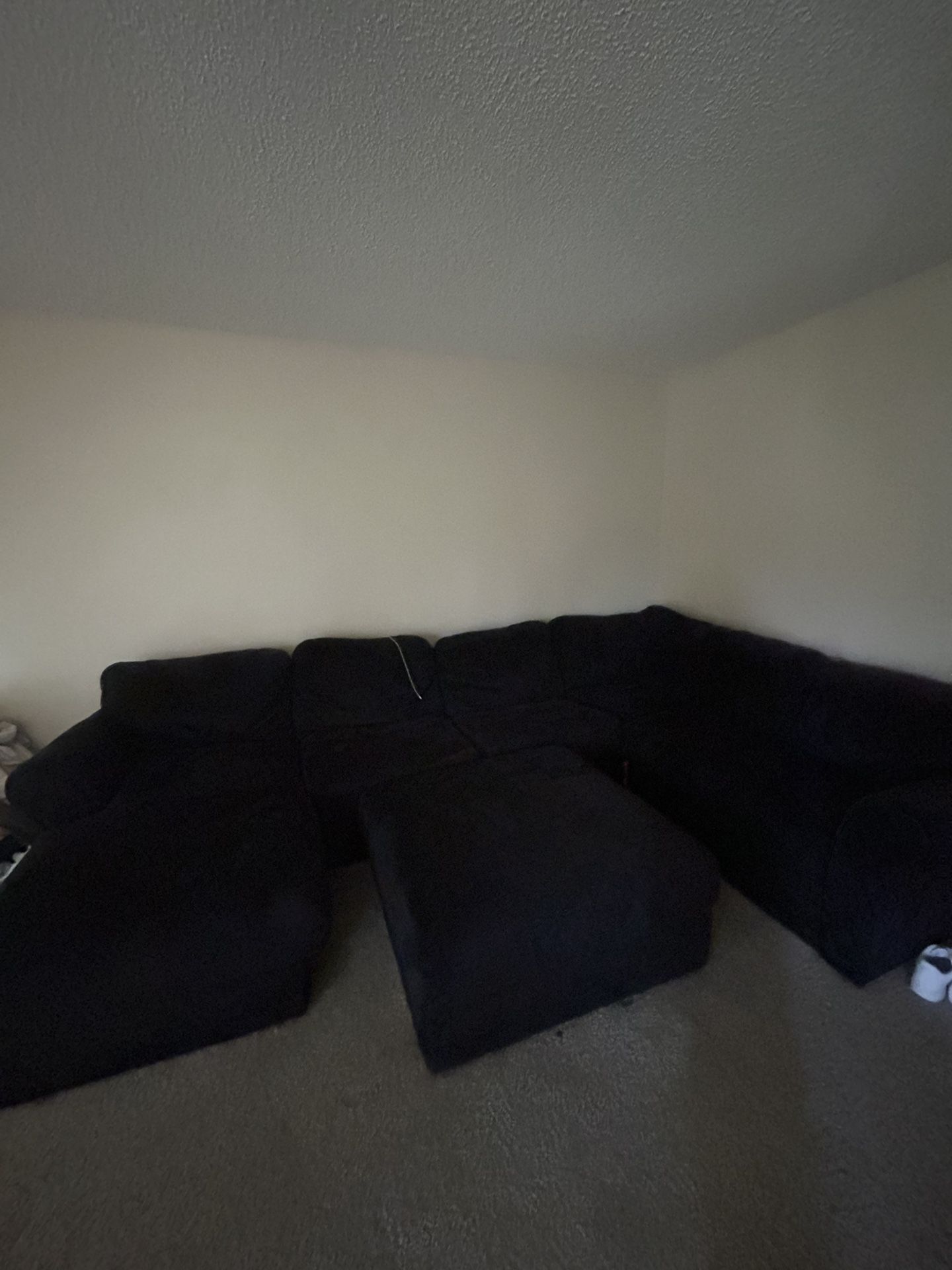 Large black suede Couch 
